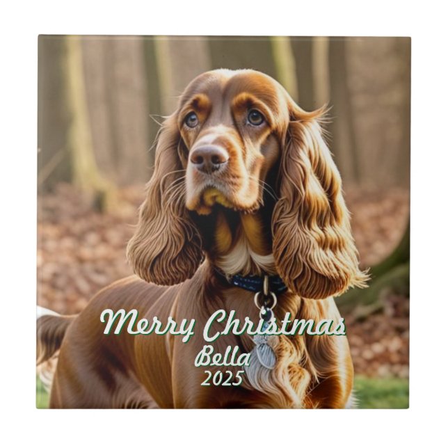 Photo Cocker Spaniel KEEPSAKE Personalize Ceramic Tile (Front)