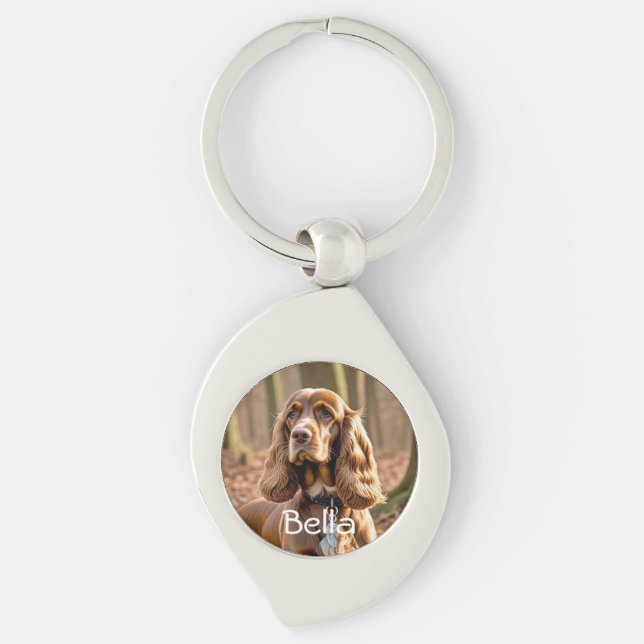 Photo Cocker Spaniel Personalize Keychain (Front)
