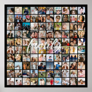 Photo Collage 100 Pictures Square Grid Poster