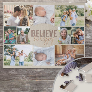 Photo Collage 10 Family Photo Believe be Happy Jigsaw Puzzle