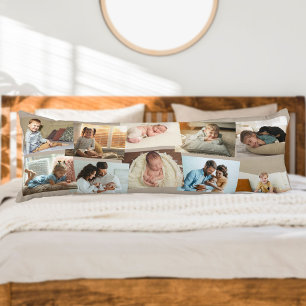 Photo Collage 10 Picture Montage Neutral Mushroom Body Pillow