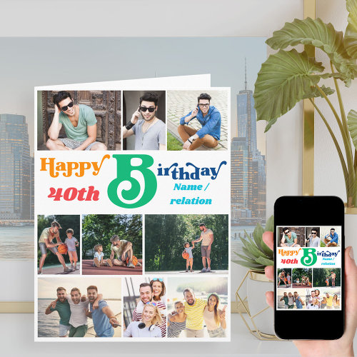 Photo Collage 10 Picture Name and Any Age Birthday