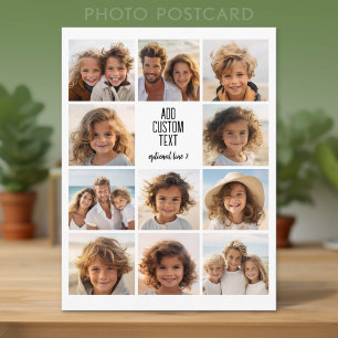 Photo Collage - 11 Pics with a text block 2 lines Postcard