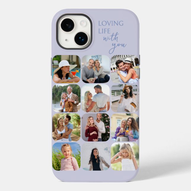 Photo Collage 12 Picture Grid Loving Life with You Case-Mate iPhone Case (Back)