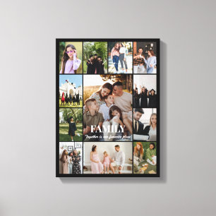 Photo Collage 12 Pictures 12x16 18x24 24x32 Black Canvas Print