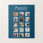 Photo Collage 15 images Family Jigsaw Puzzle<br><div class="desc">Find your favorite fifteen photos of family,  friends,  pets,  or even scenery. Add them here and you will have a fun and personalized gift. Ideal for grandparents. 

Change the background color if you wish to coordinate with your images.</div>