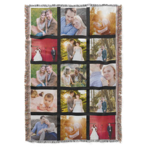 Photo Collage 15 photos Black Throw Blanket