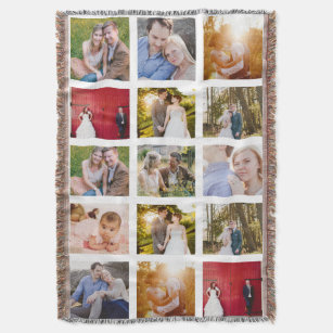 Photo Collage 15 photos White Throw