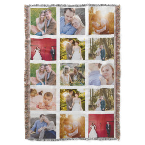 Photo Collage 15 photos White Throw Blanket