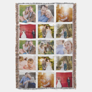 Photo Collage 15 photos White Throw Blanket