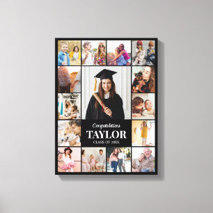 Photo Collage 15 Pictures 12x16 18x24 24x32 Black Canvas Print