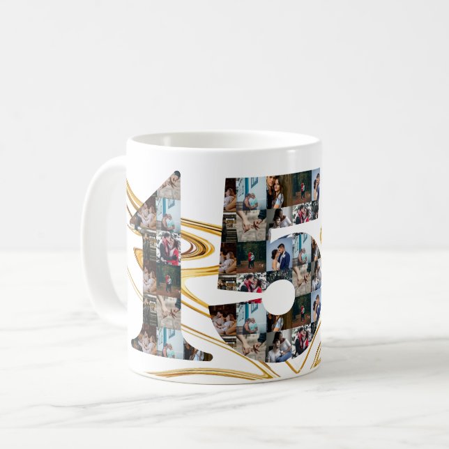 Photo collage 15 year anniversary gifts by year coffee mug (Front Left)