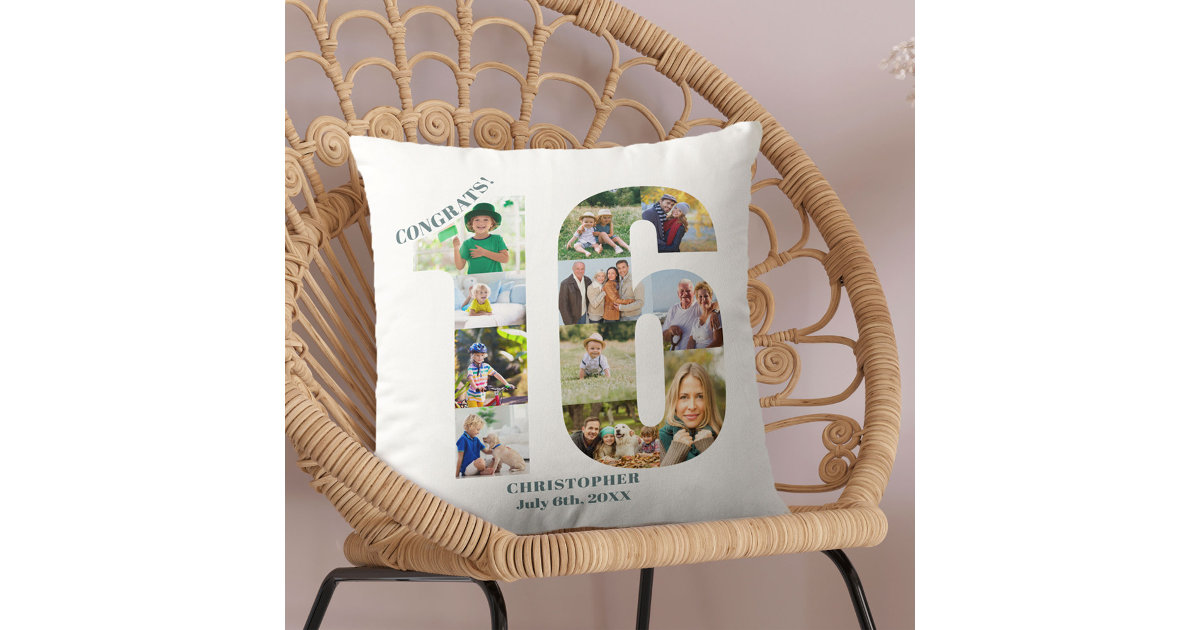 Photo Collage 16th Birthday Personalized Keepsake Throw Pillow Zazzle