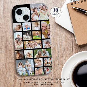 Photo Collage 18 Photos Custom Color Black iPhone 15 Case