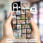Photo Collage 18 Photos Custom Color Black iPhone 16 Case<br><div class="desc">Carry 18 of your favorite photos on this custom background color cell phone case with a photo collage of a variety of shapes and sizes to accommodate a variety of pictures. Change the black background color in EDIT. PHONE OPTIONS: The sample is shown on the Apple iPhone 16 and "Barely...</div>