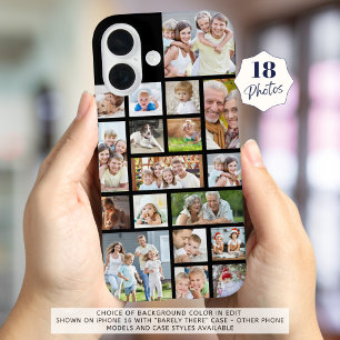 Photo Collage 18 Photos Custom Color Black iPhone 16 Case
