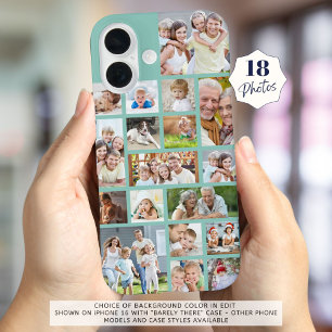 Photo Collage 18 Photos Custom Color Mint iPhone 16 Case
