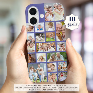 Photo Collage 18 Photos Custom Color Purple iPhone 16 Case