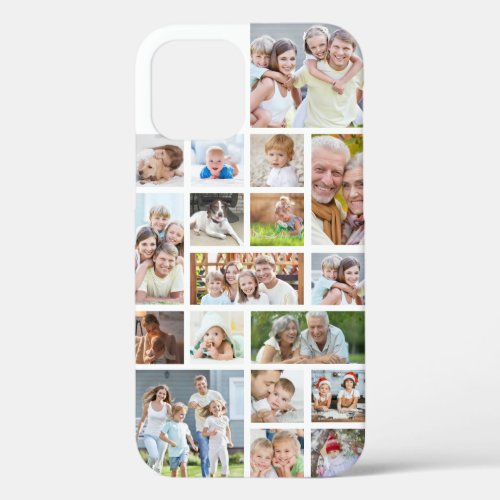 Photo Collage 18 Photos Custom Color White iPhone 12 Case