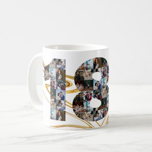 Photo collage 18 year anniversary gifts by year coffee mug