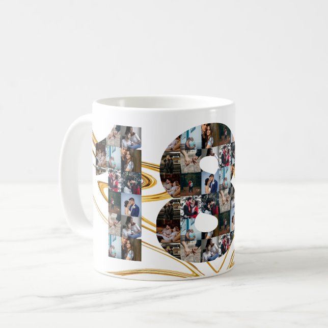 Photo collage 18 year anniversary gifts by year coffee mug (Front Left)