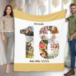 Photo Collage 18th Birthday Neutral Sand Picture Fleece Blanket<br><div class="desc">Custom Picture Blanket with 12 of your favorite photos. This stylish photo collage is in the shape of the number 18 on a white background with neutral beige sand / muted yellow borders. The blanket can also be personalized with the name and birth date of your choice, which is lettered...</div>