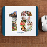 Photo Collage 18th Birthday Number 18 Personalized Mouse Pad<br><div class="desc">Create your own personalized mouse pad for a unique 18th birthday gift. The number 18 photo collage is on a white background with smart ocean blue borders. The design includes up to 12 different photographs - in different shapes and sizes - to give you the plenty of flexibility in placing...</div>
