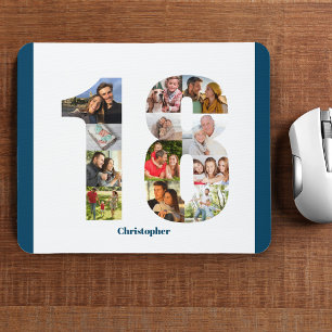 Photo Collage 18th Birthday Number 18 Personalized Mouse Pad