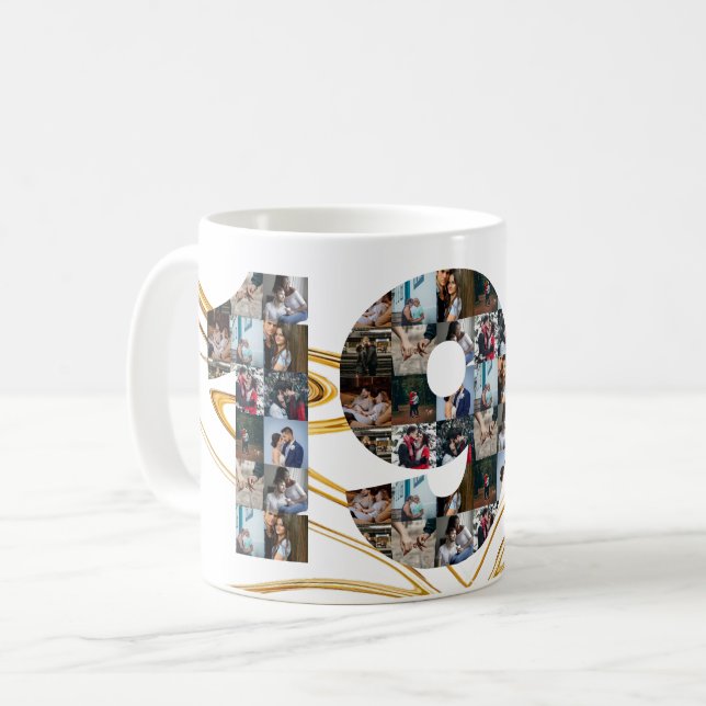 Photo collage 19 year anniversary gifts by year co coffee mug (Front Left)