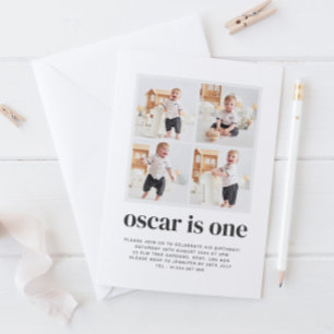 Photo Collage 1st Birthday Boy Invitation