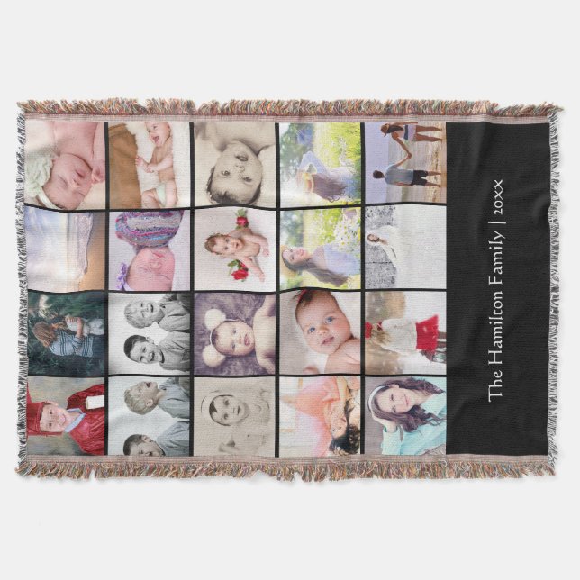 Photo Collage 20 photo Personalized One of a Kind Throw Blanket (Front)