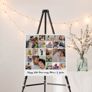 Photo Collage 20 Pictures Grid Elegant Square Foam Board