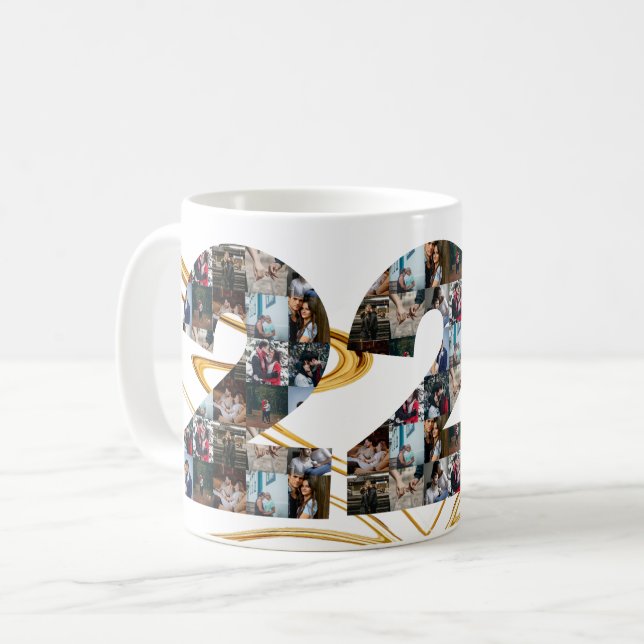 Photo collage 22 year anniversary gifts by year  coffee mug (Front Left)