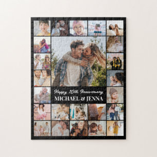 Photo Collage 24 Pictures 11x14 Custom Black Jigsaw Puzzle
