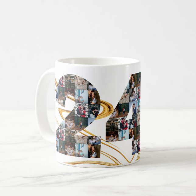 Photo collage 24 year anniversary gifts by year coffee mug (Front Left)