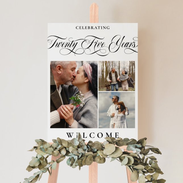 Photo Collage 25th Wedding Anniversary Welcome Foam Board (Creator Uploaded)