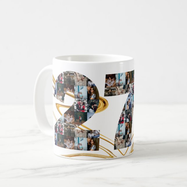 Photo collage 27 year anniversary gifts by year coffee mug (Front Left)