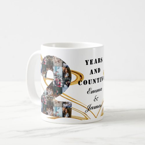 Photo collage 2 year anniversary gifts by year coffee mug