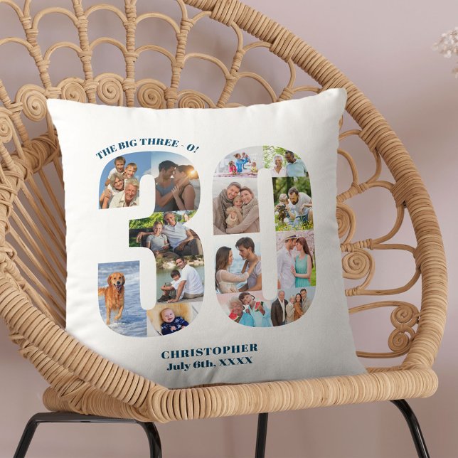 Photo Collage 30th Birthday Personalized Keepsake Throw Pillow (Creator Uploaded)