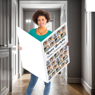 Photo Collage 34 Pictures Any Age Jumbo Birthday Card