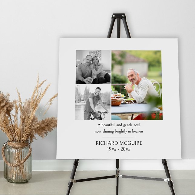 Photo Collage 3 Photo Simple Funeral Memorial Foam Board (Creator Uploaded)