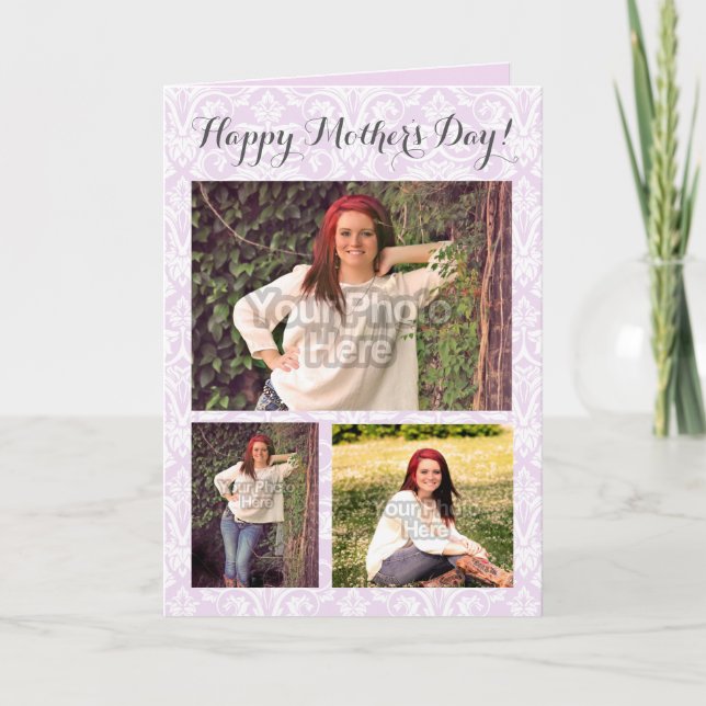 Photo Collage 3 Picture Mother's Day Personalized Card (Front)