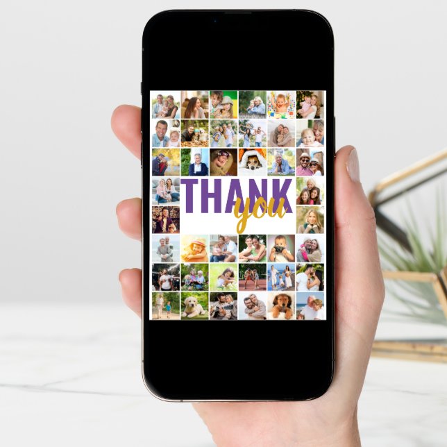 Photo Collage 40 Picture Personalised Thank You Card (Front Digital)