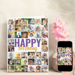 Photo Collage 40 Picture Personalized Birthday Card<br><div class="desc">Big Birthday Card with personalized message and photo collage. The design is lettered in oversized typography and brush script. You can also personalize the message on the inside. Upload your pictures (working in rows from left to right, top to bottom) and these will be displayed in square / instagram format...</div>