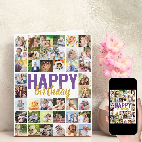 Photo Collage 40 Picture Personalized Birthday Card