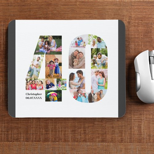 Photo Collage 40th Birthday Number 40 Personalized Mouse Pad