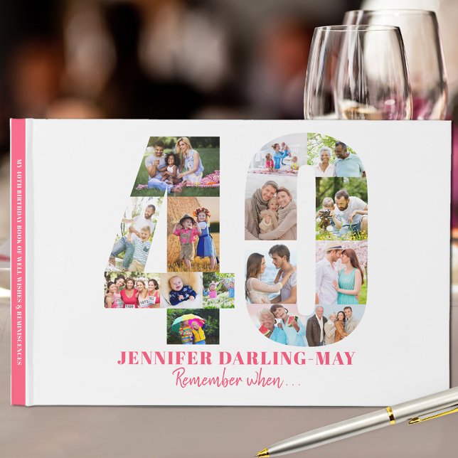 Photo Collage 40th Birthday Remember When ... Pink Guest Book (Creator Uploaded)