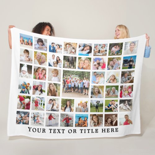 Photo Collage 45 Photo Template Custom Color Text Fleece Blanket