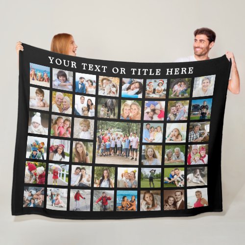 Photo Collage 45 Photo Template Custom Text Black