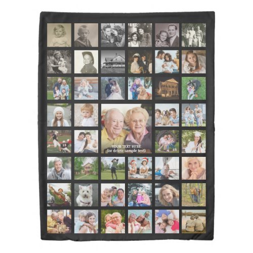 Photo Collage 45 Photo Template Personalized Black Duvet Cover